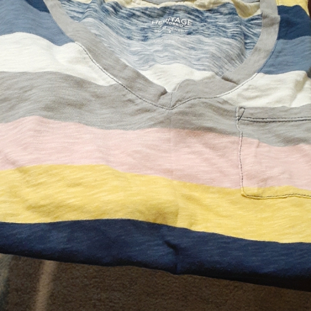 Heritage Torrid Multicolor Striped V-Neck Shirt